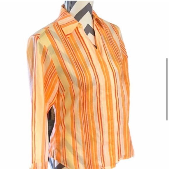 Coldwater Creek XS Cotton Top Orange/Yellow/White - Picture 2 of 5